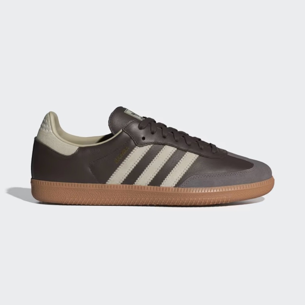adidas Samba OG Leather Sneaker in Brown & Putty Grey with Gum Sole NEW IN BOX